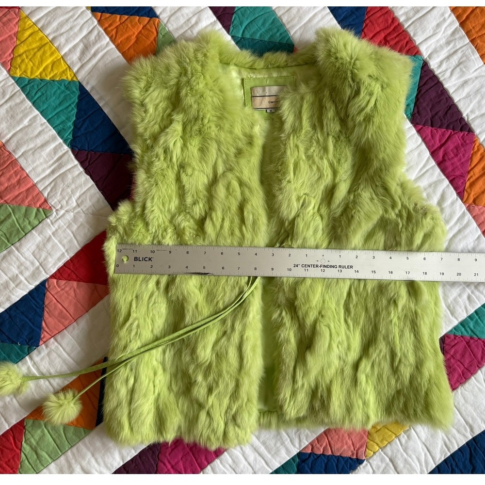Chartreuse‎ Green Rabbit Fur Vest - Picture 14 of 14